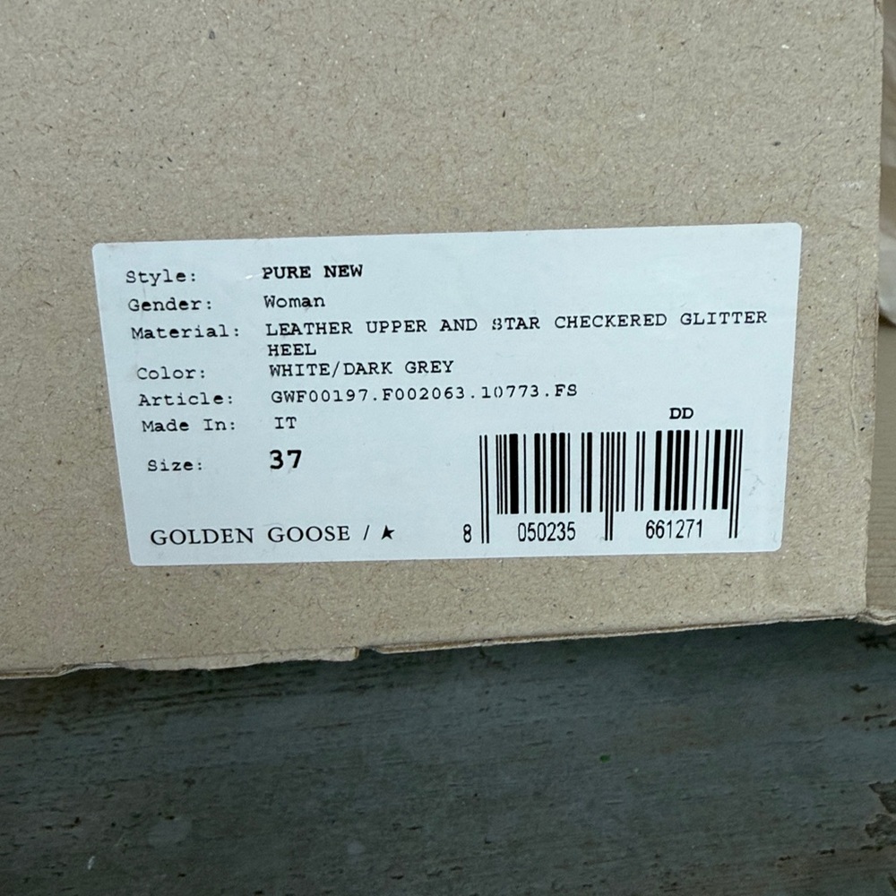 Golden Goose Pure-Star White Sneakers with Gray Glitter Heel Size 37 - Picture 12 of 13